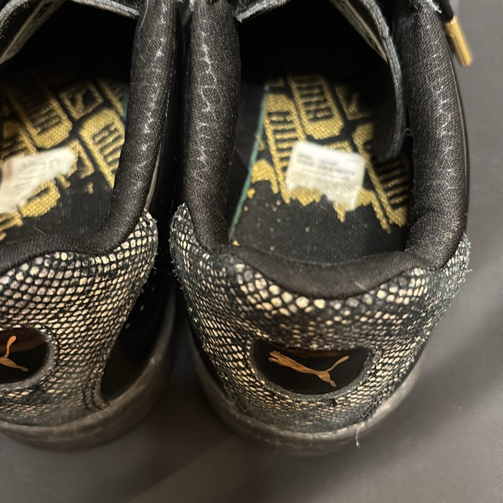 PUMA Women’s Match Lo Print Snake Sneakers – Black/Gold – Size 7 - Picture 10 of 12